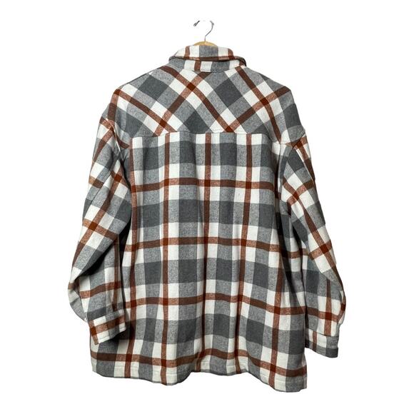 HFX Womens Shacket Flannel Plaid Jacket Pockets Large Oversized Fall Colors Snap - Picture 2 of 6